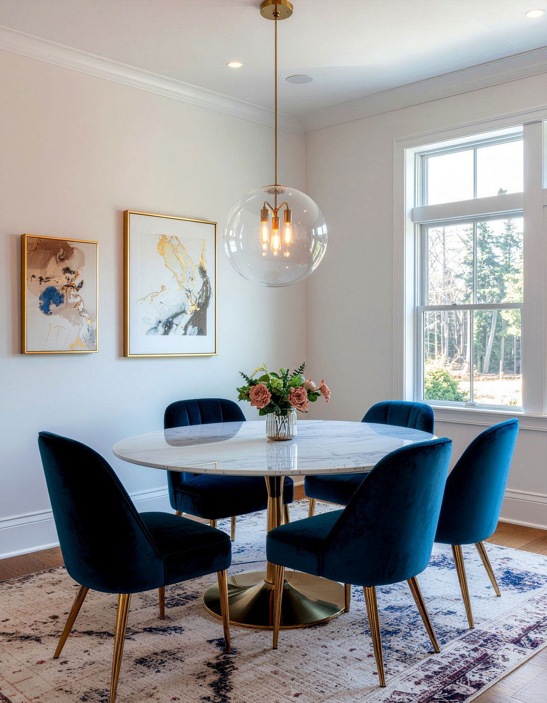 Glass Globe Chandelier - 30 dining room pendant ideas