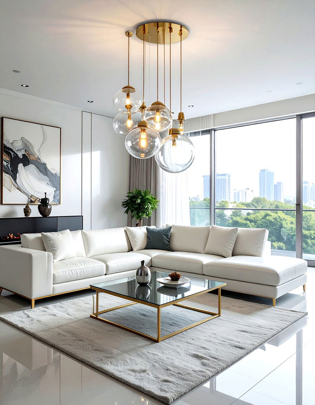 Glass Globe Chandelier - 30 living room lighting design