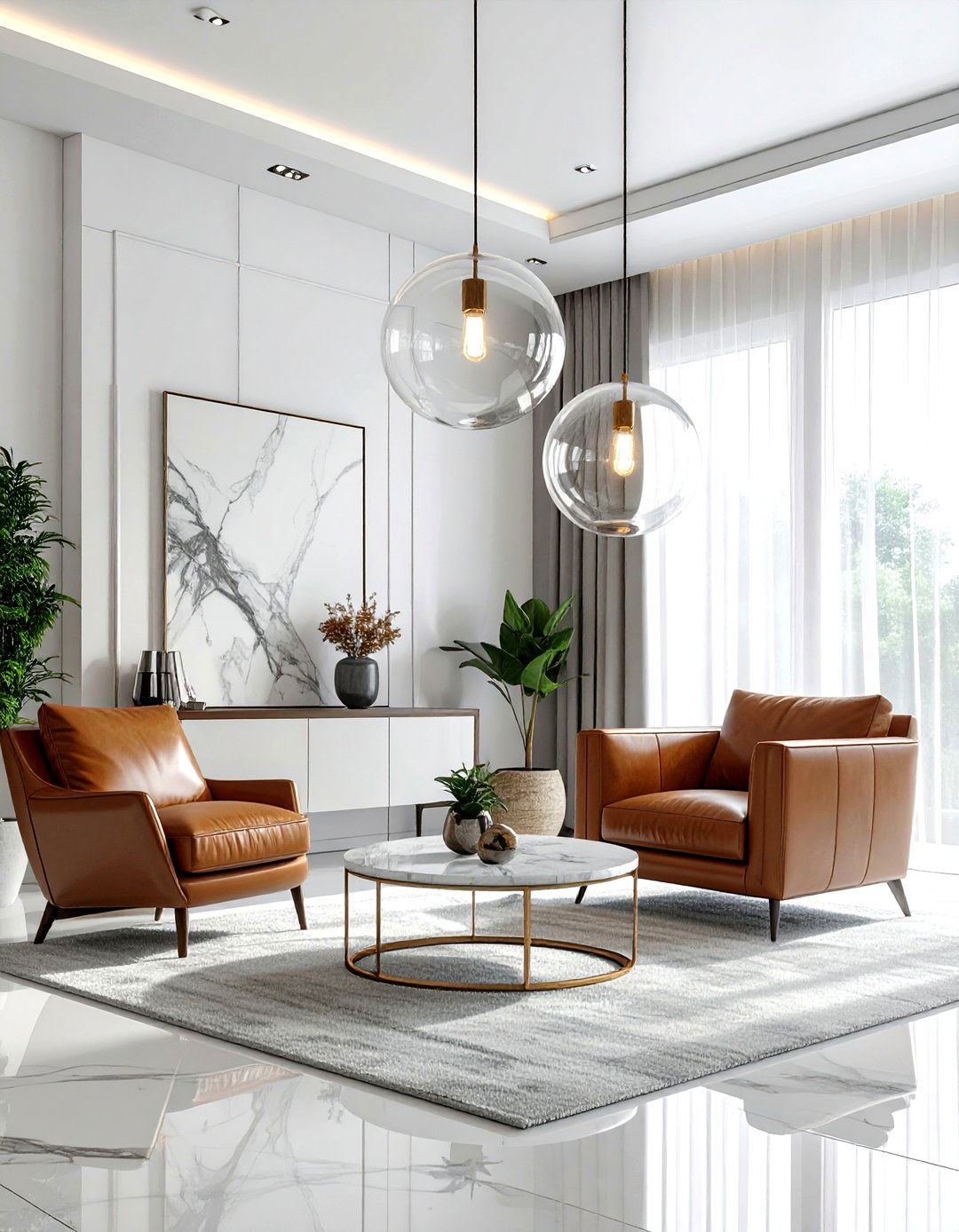 Glass Globe Pendant - 30 living room pendant lighting ideas