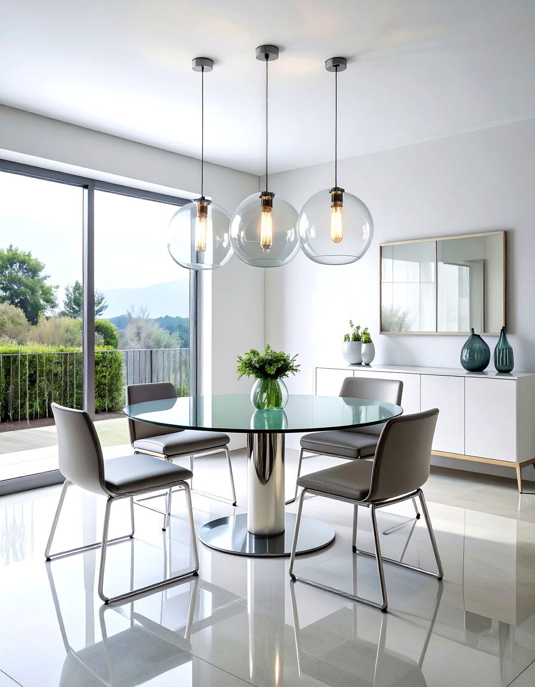 Glass Globe Pendant - 30 dining room ambient lighting ideas