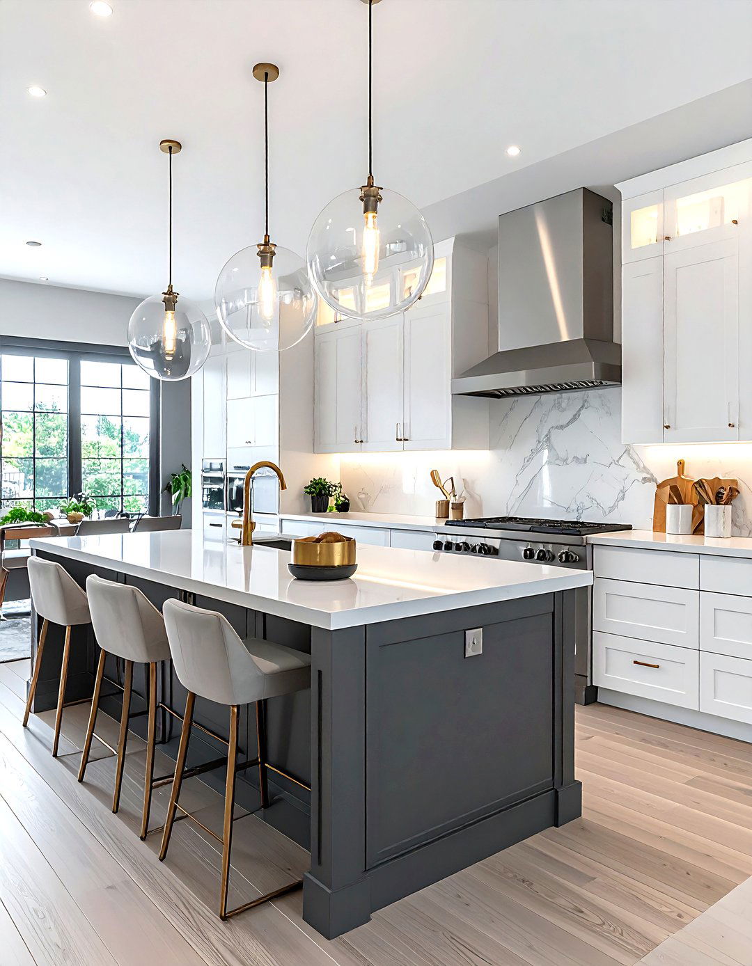 Glass Globe Pendants - 30 kitchen island lighting ideas