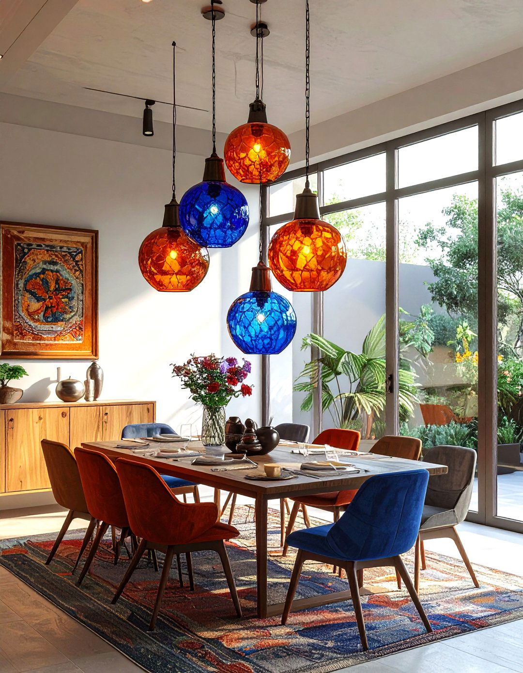 Glass Hanging Lamp - 30 Moroccan dining room ideas
