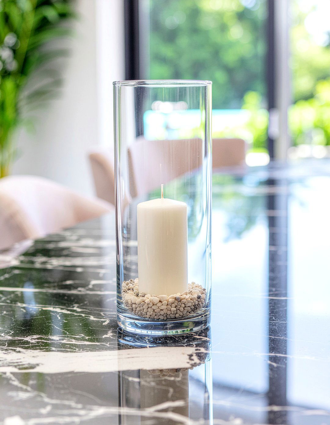 Glass Hurricane Candle - 30 everyday centerpiece dining ideas
