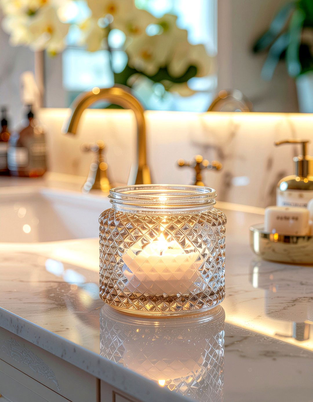Glass Jar Candles Vanity - 30 bathroom candle ideas
