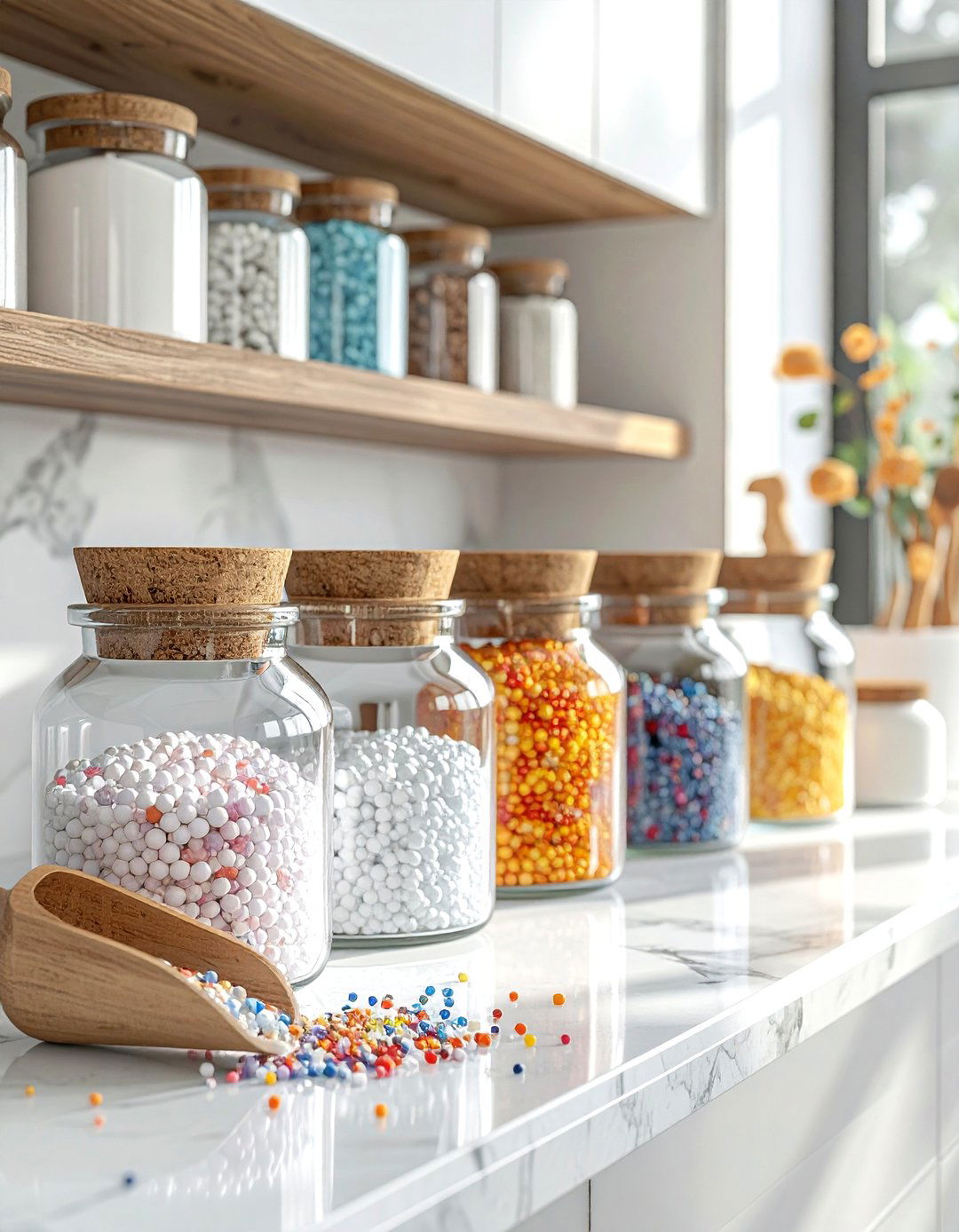Glass Jar Detergent Display - 30 laundry room storage ideas