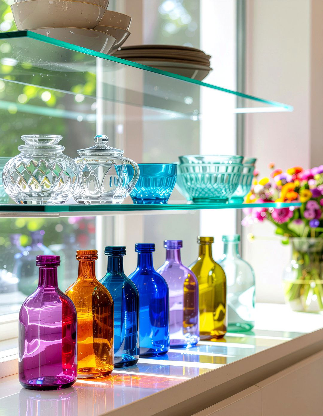 Glass Kitchen Shelf - 30 kitchen shelf decor ideas