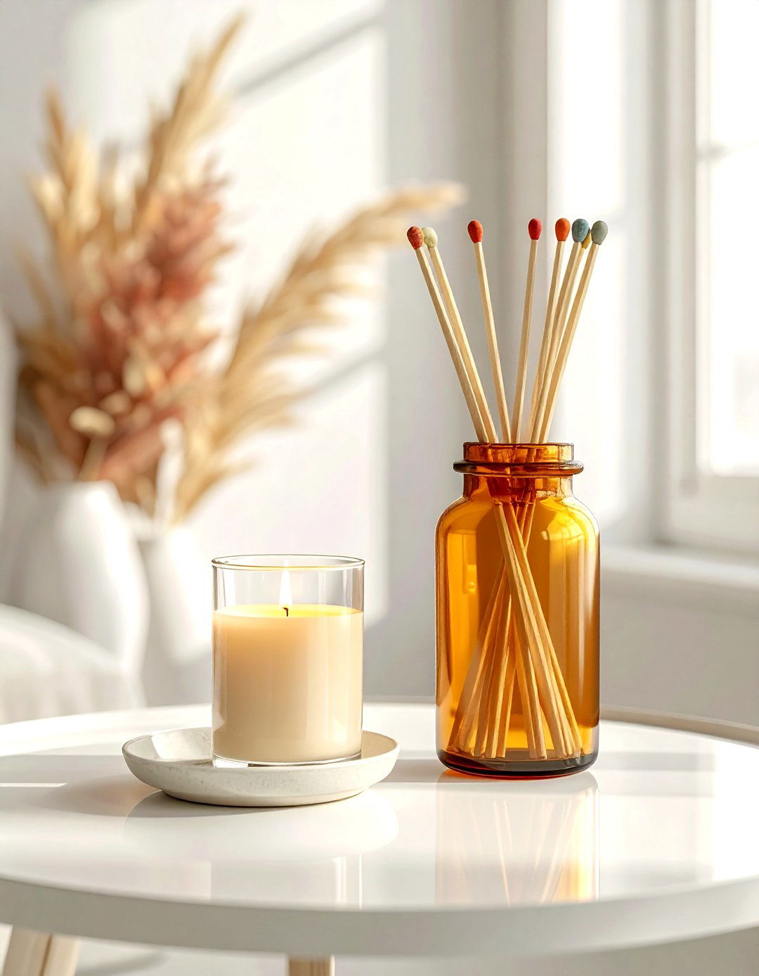 Glass Match Jar - 30 side table decor ideas