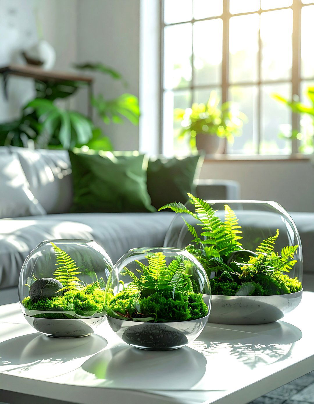 Glass Metal Green Terrarium - 30 industrial green living room ideas