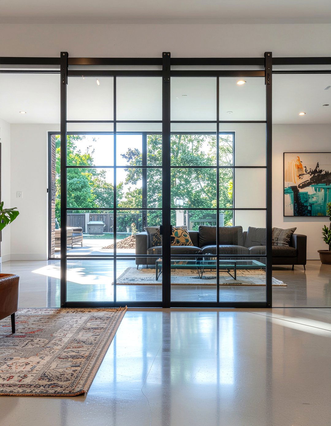 Glass Panel Barn Door - 30 living room barn doors