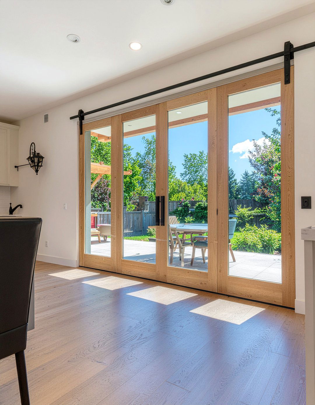 Glass Panel Barn Door - 30 kitchen barn door ideas