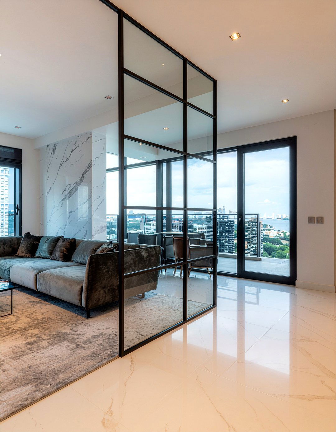 Glass Partition Wall Divider - 30 living room entryway ideas