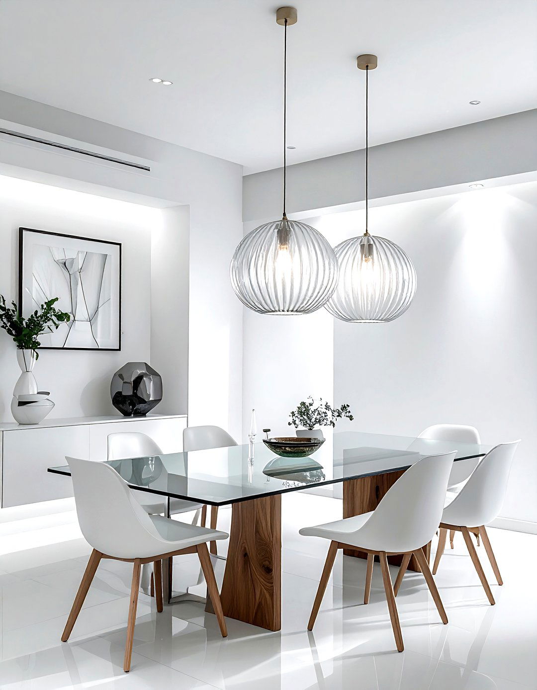 Glass Pendant Lighting Over Table - 30 glass dining room ideas