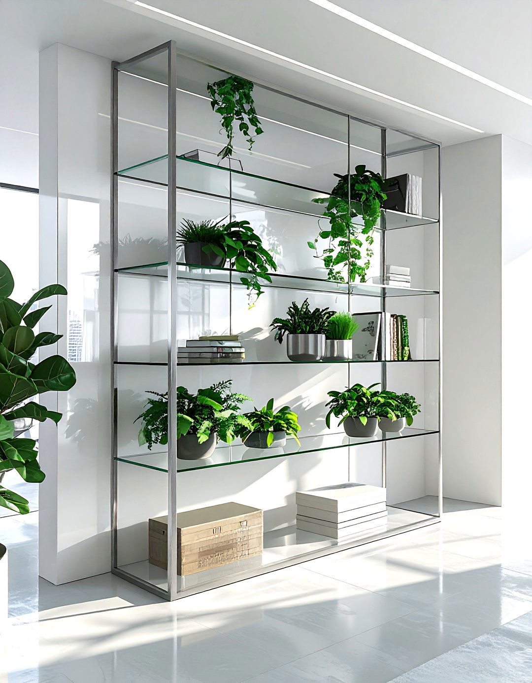 Glass Shelving Unit - 30 glass decor ideas