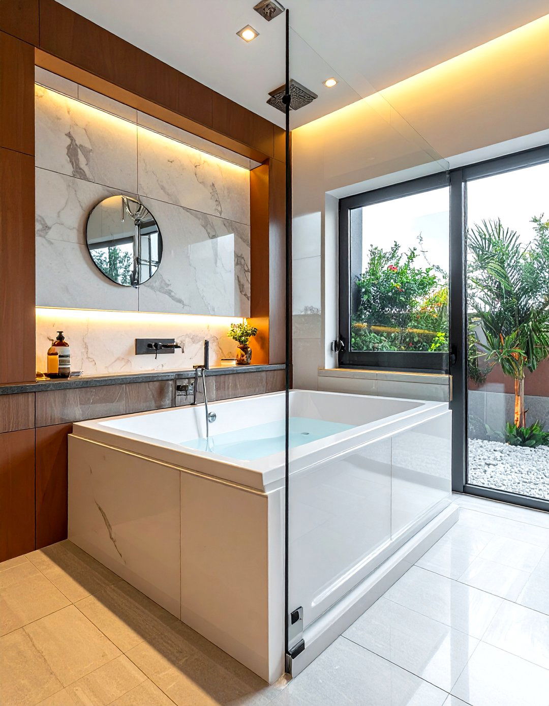 Glass Shower Combo - 30 drop-in tub ideas