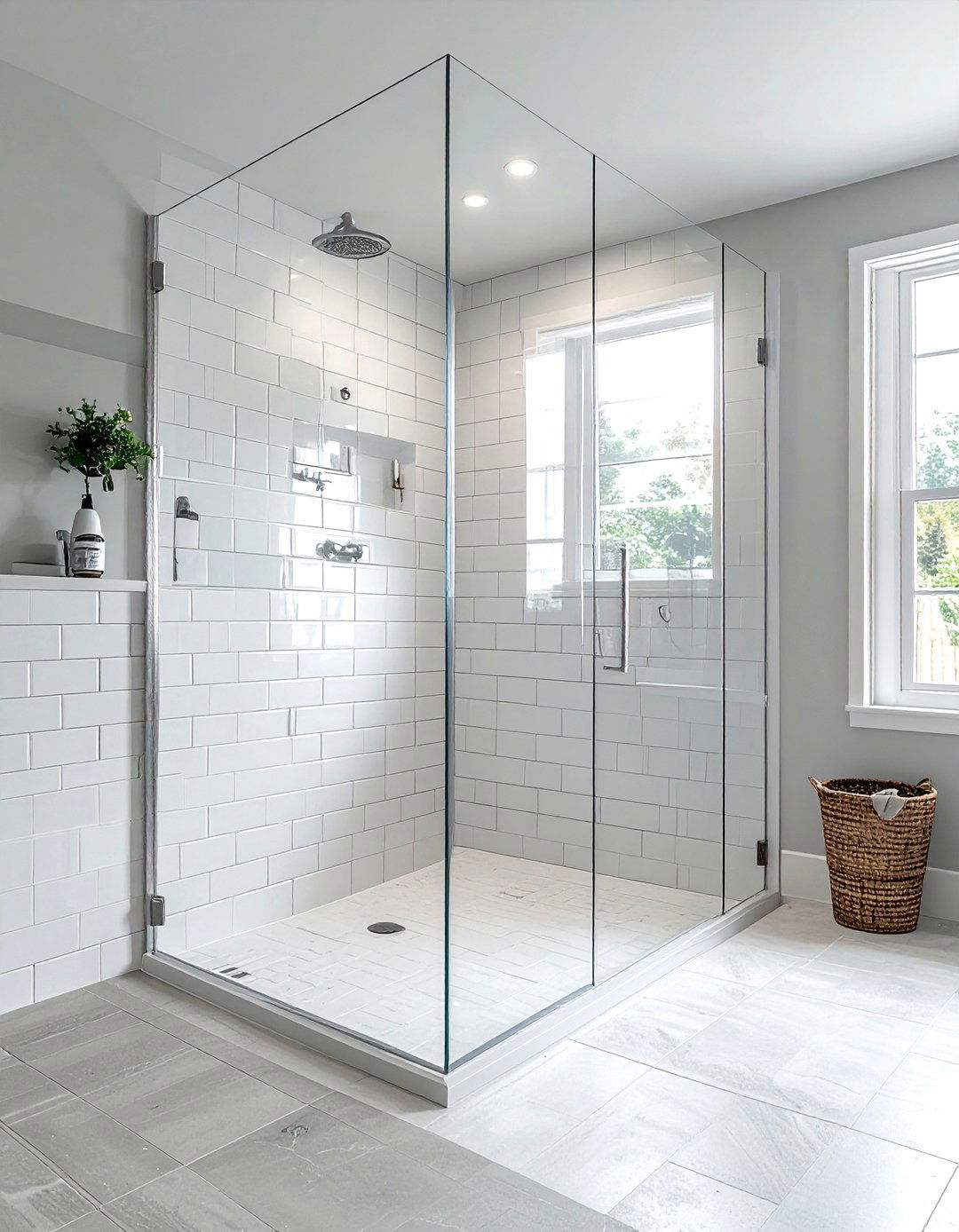 Glass Shower Door - 30 quick bathroom makeover ideas