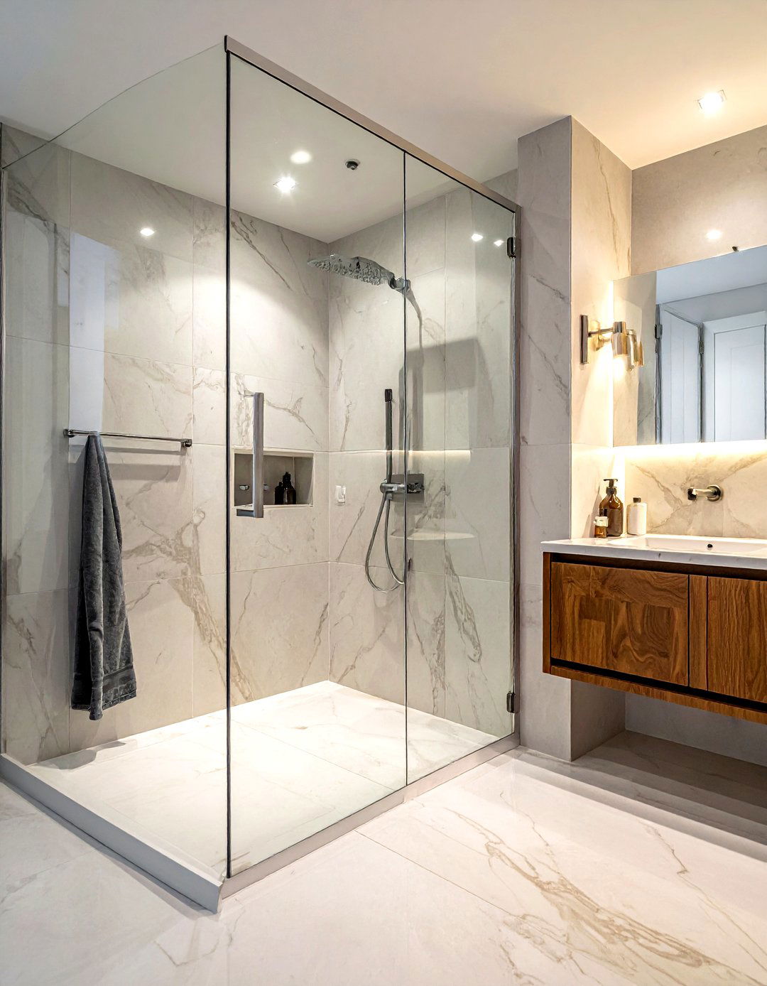 Glass Shower Door - 30 studio apartment bathroom ideas