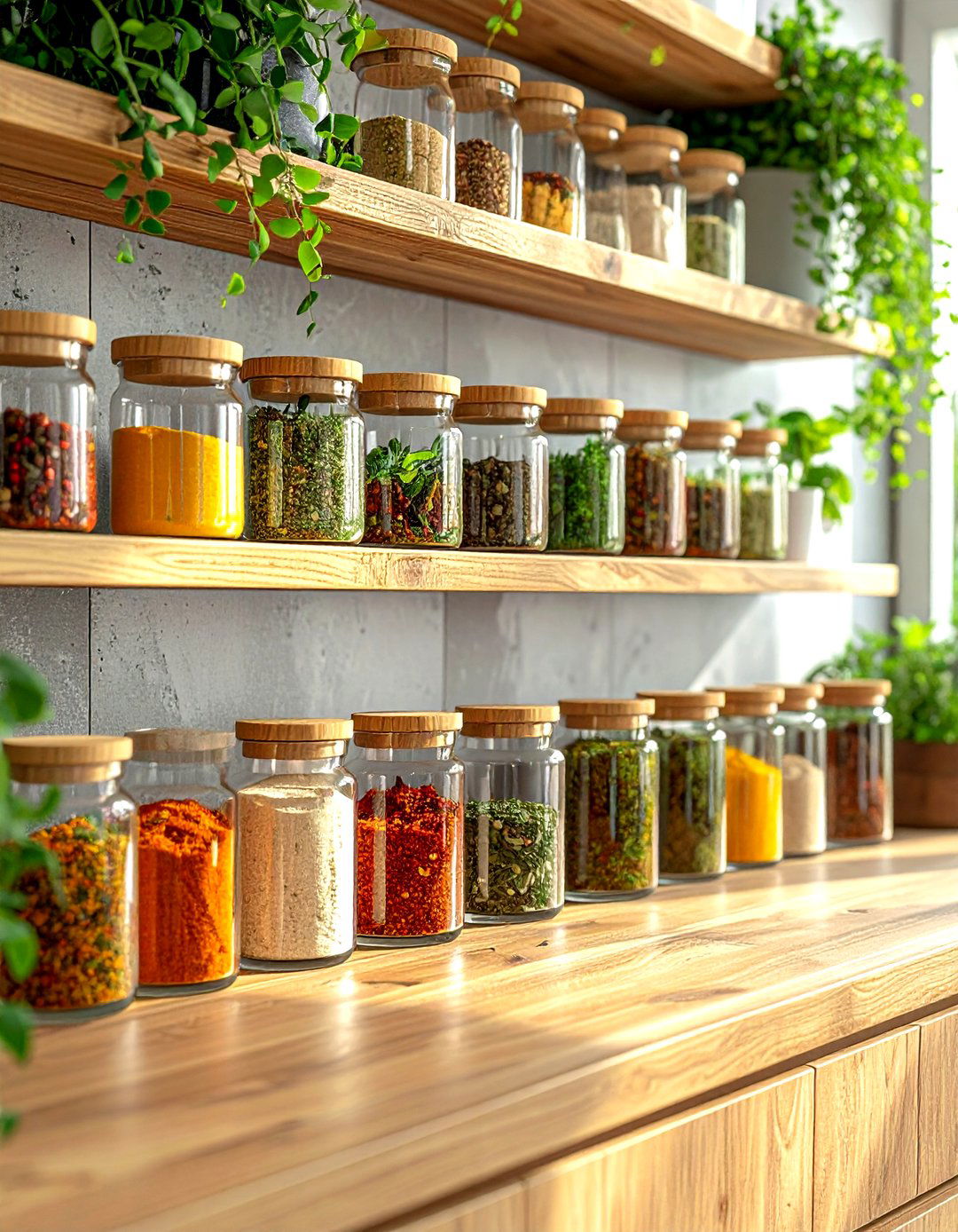 Glass Spice Jars With Bamboo Lids - 30 spice rack kitchen ideas