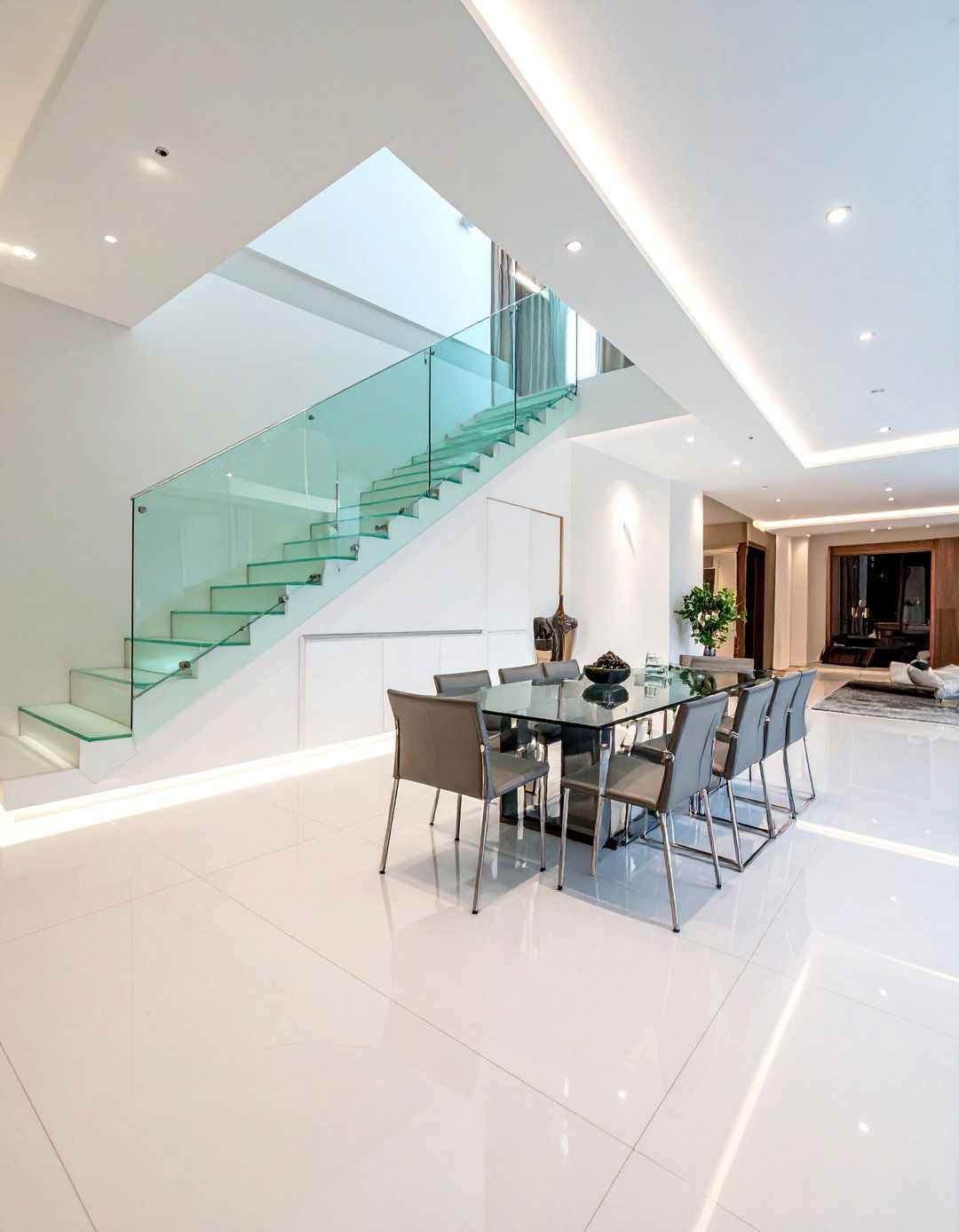 Glass Staircase Dining - 30 under stairs dining ideas