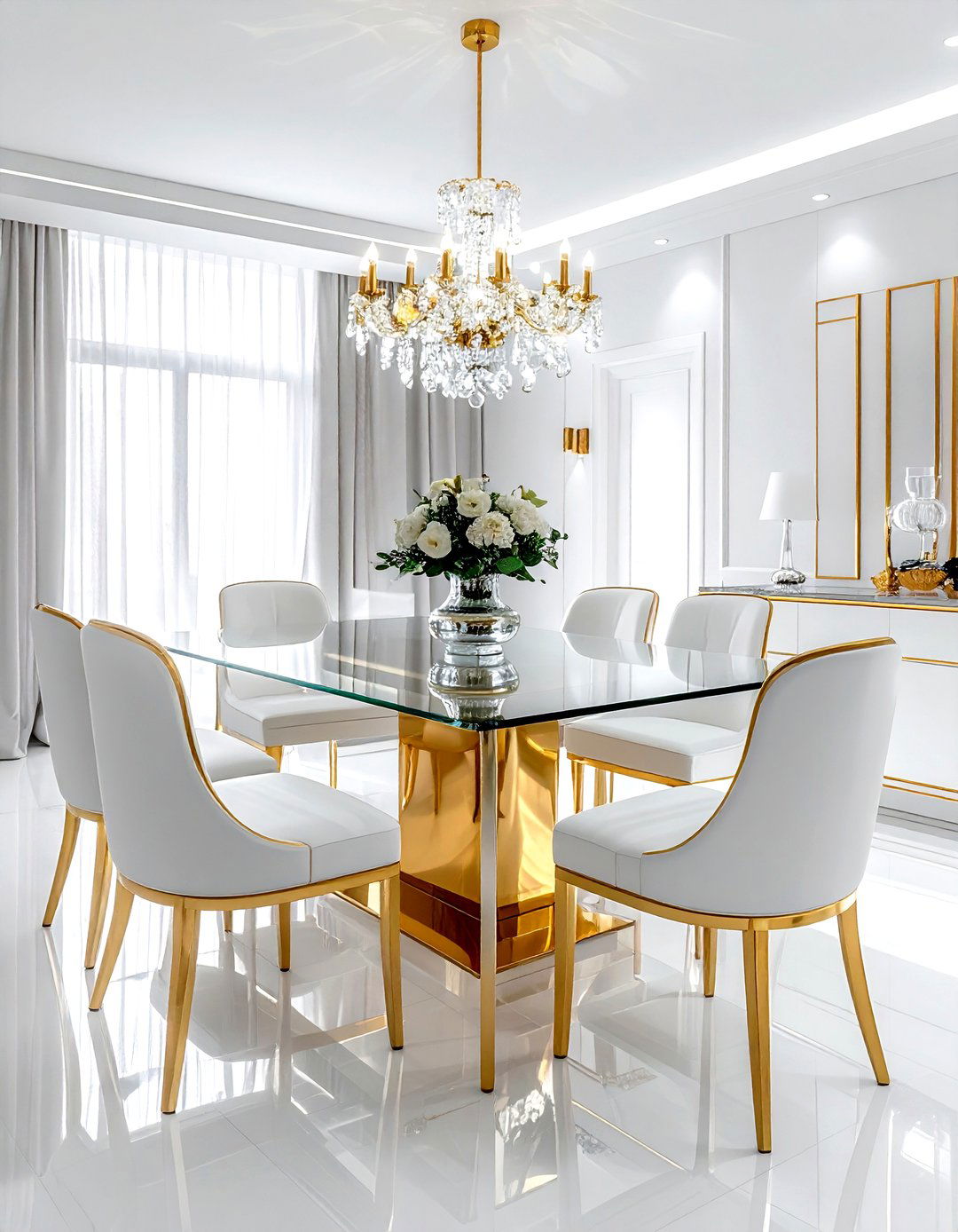 Glass Table With Gold Accents - 30 glass dining room ideas