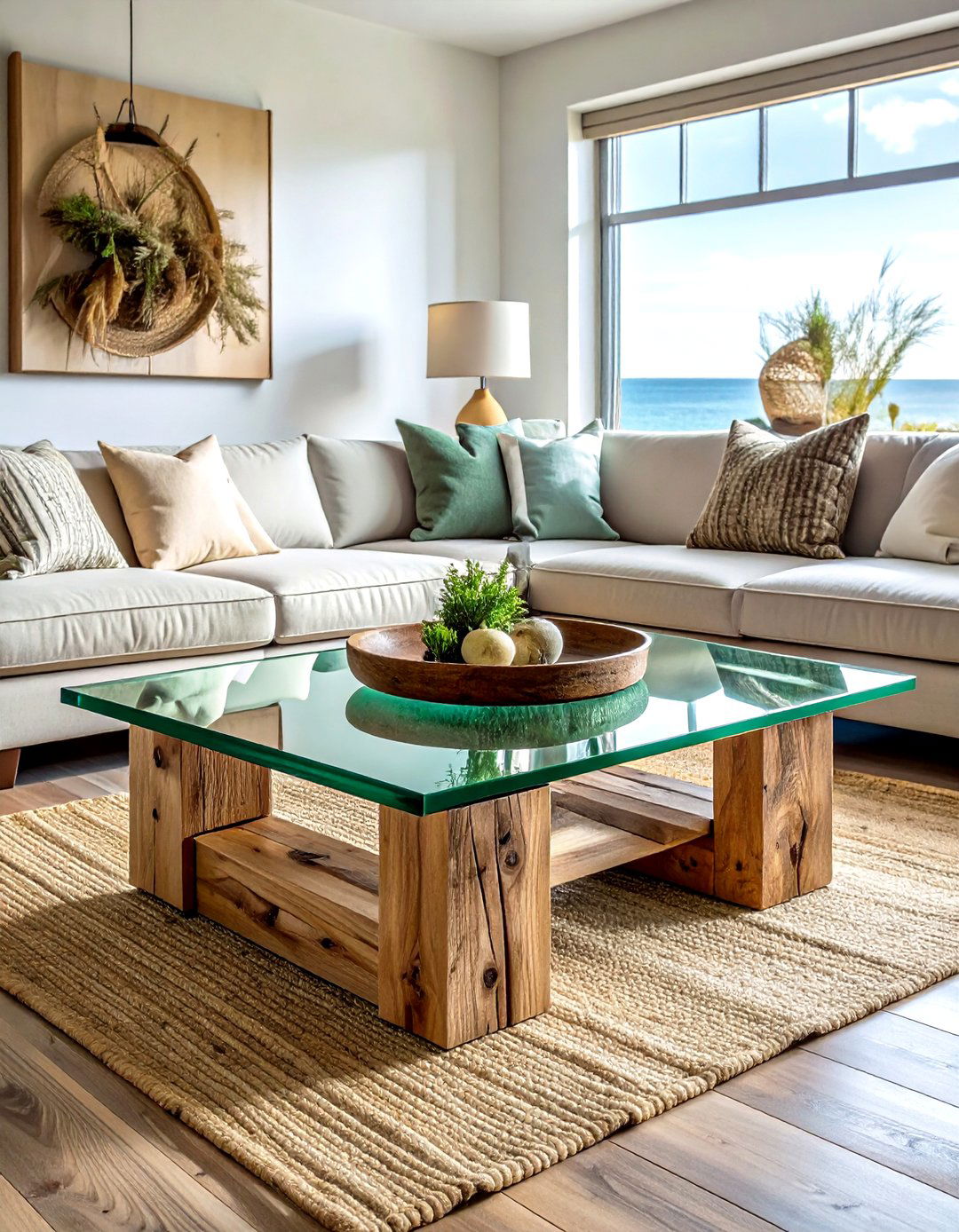 Glass Top Coffee Table - 30 living room beach furniture ideas