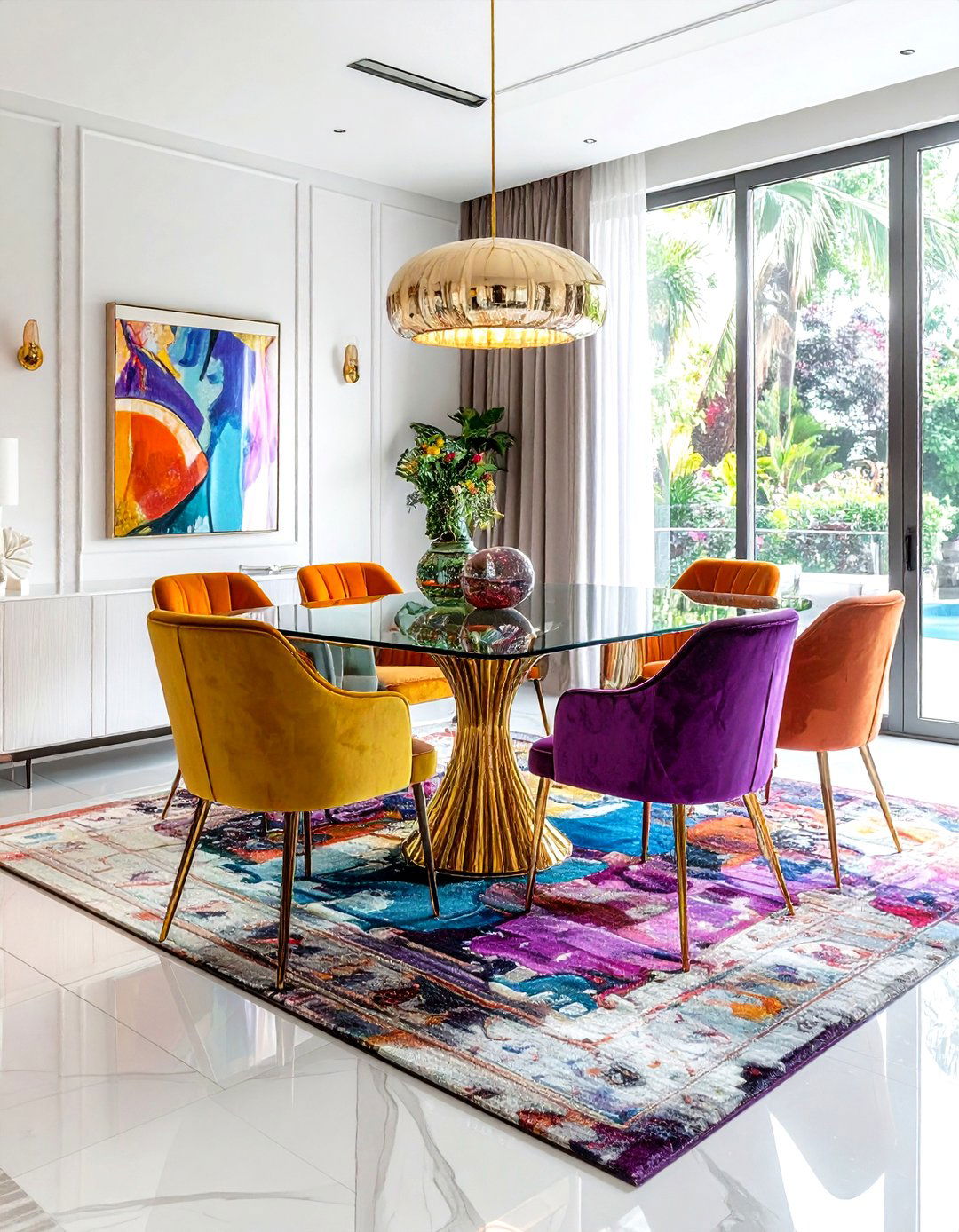 Glass Top Dining Table - 30 glam dining room ideas