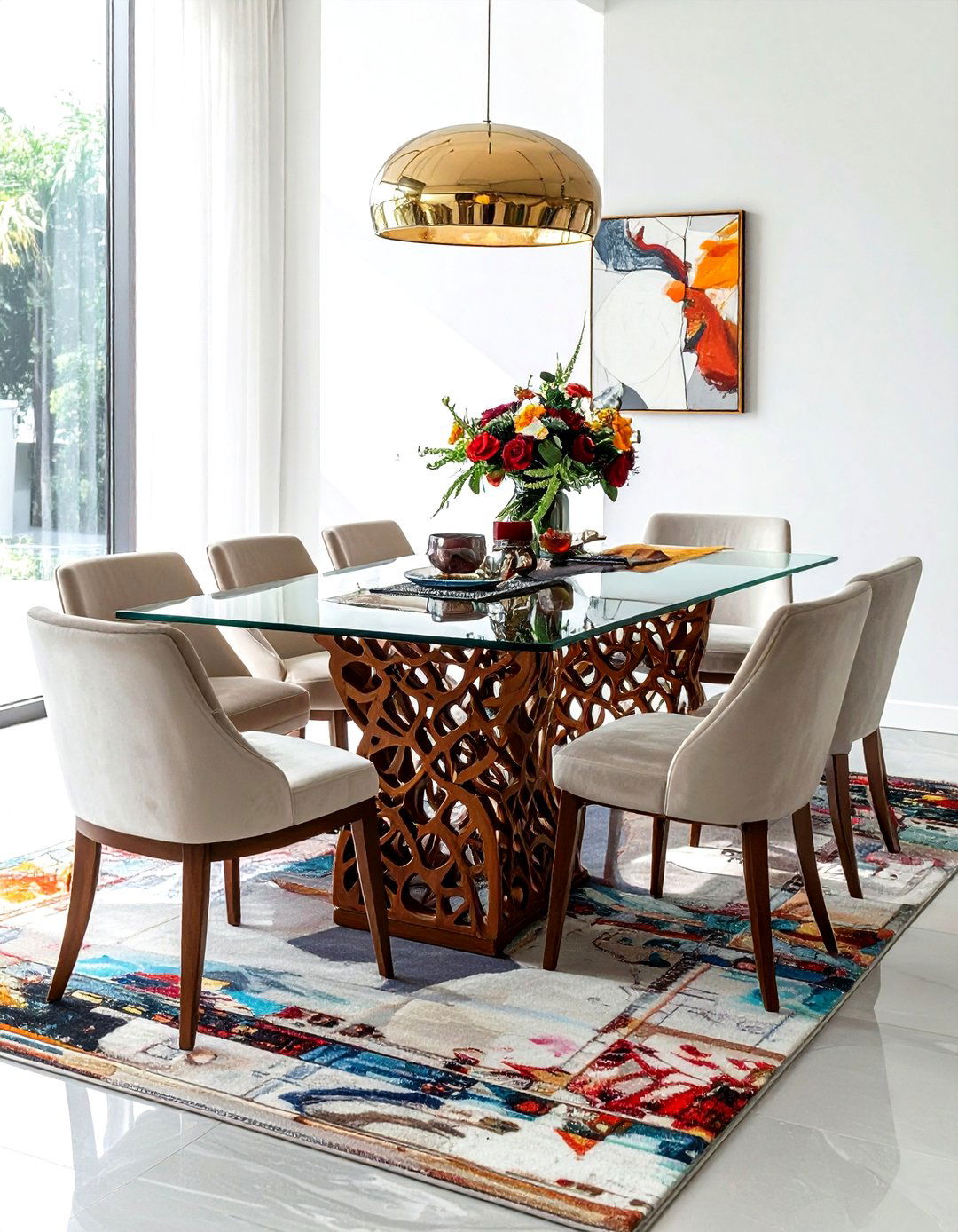 Glass Top Dining Table - 30 Indian dining room ideas