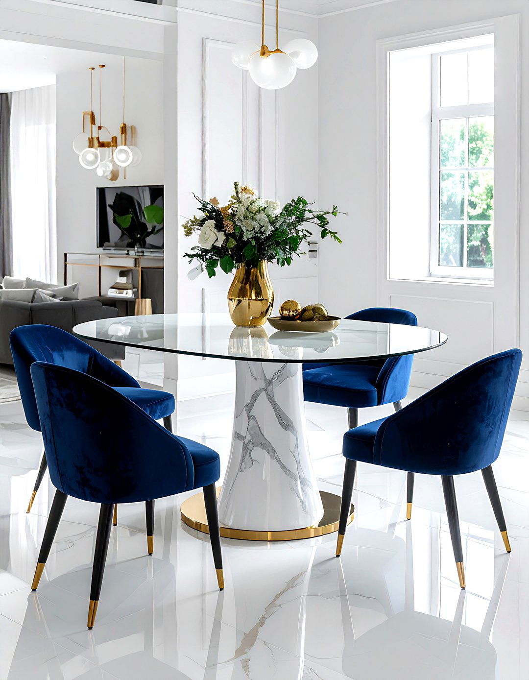 Glass Top Table With Marble Base - 30 glass dining room ideas