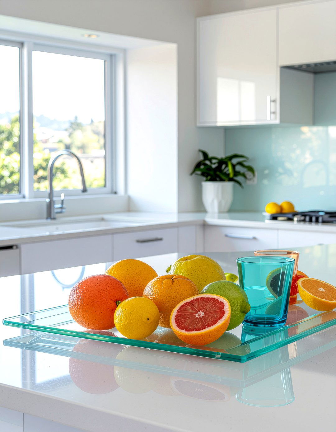 Glass Tray Display - 30 kitchen tray styling ideas