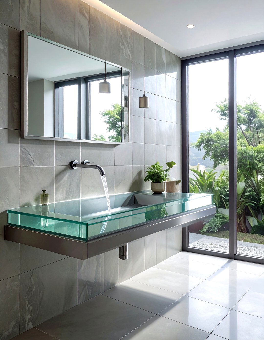 Glass Wall Mounted Sink - 30 wall-mounted sink ideas