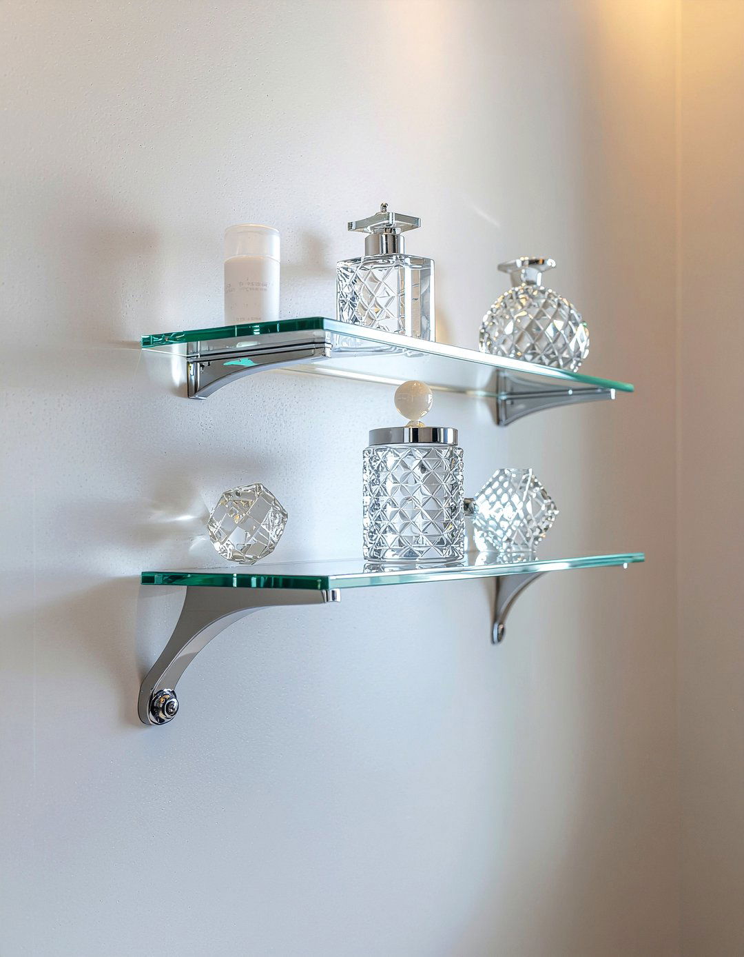 Glass Wall Shelves - 30 bedroom wall shelving ideas