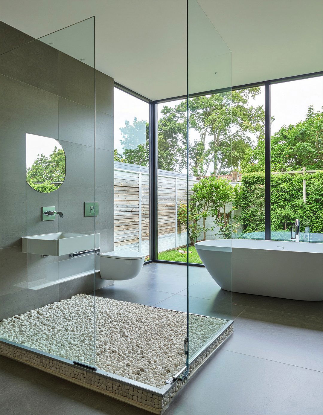 Glass Wall Shower - 30 master bathroom layout ideas