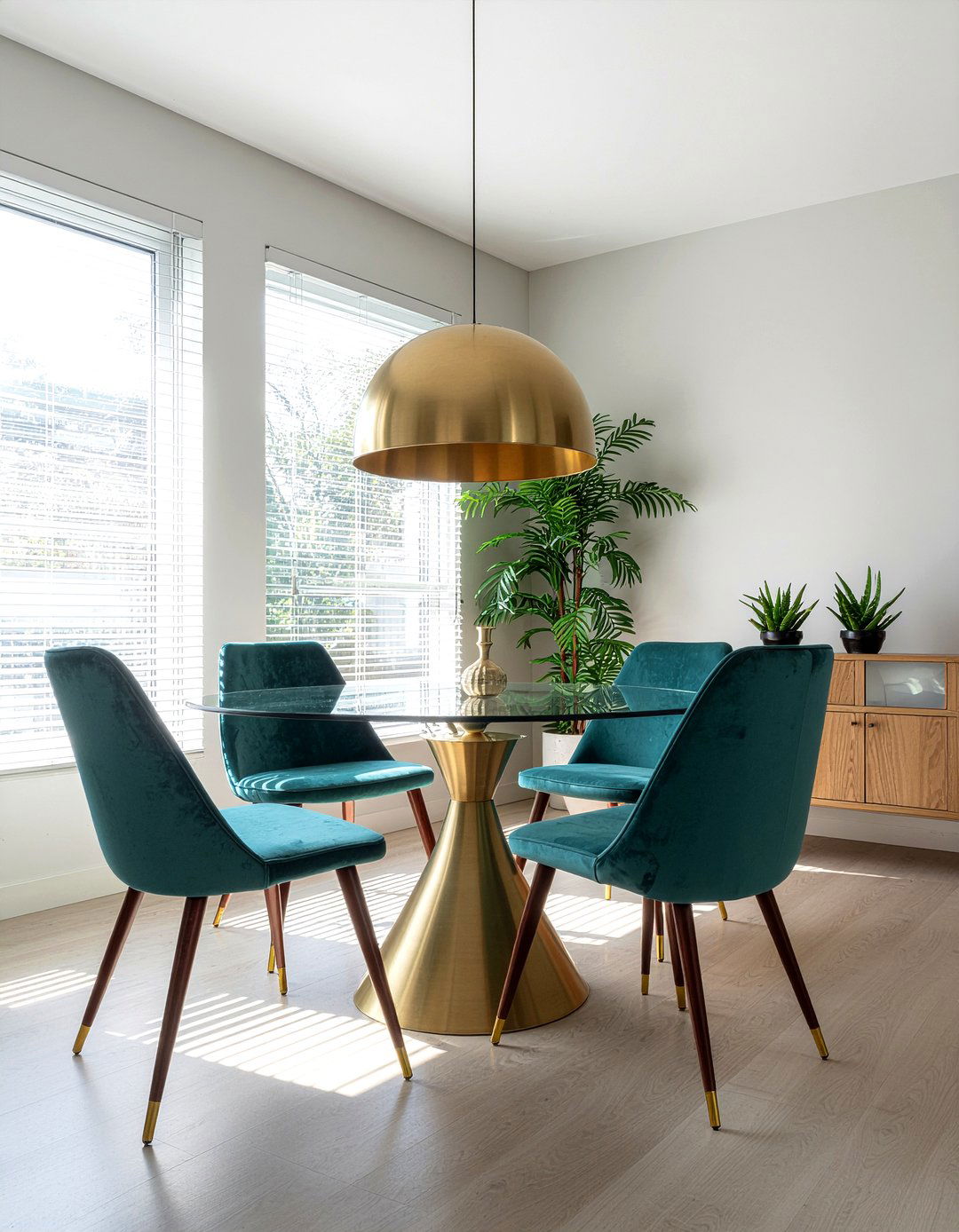 Glass and brass dining set - 30 dining room material mixing ideas