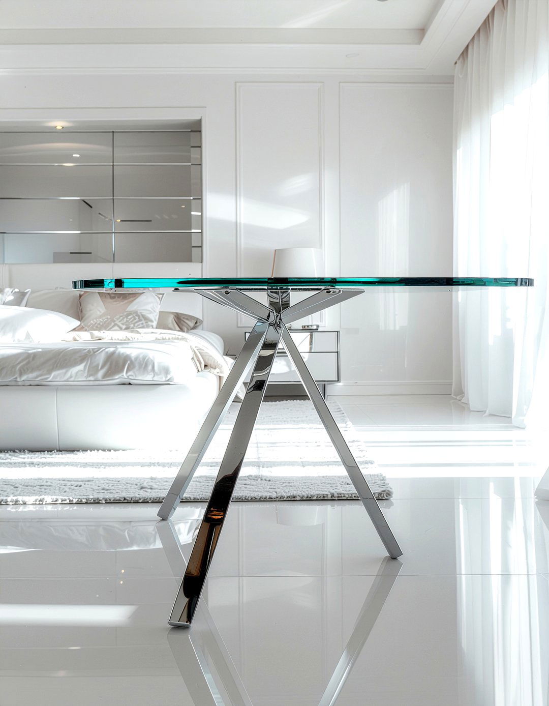 Glass and chrome slim table - 30 bedroom narrow nightstands