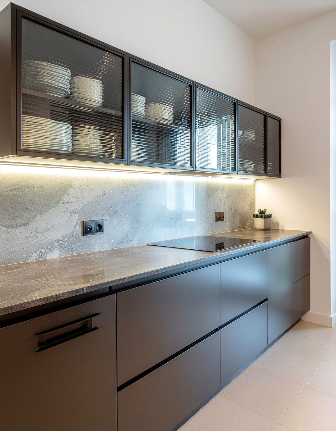 Glass and metal kitchen cabinets - 30 mixed material kitchen ideas