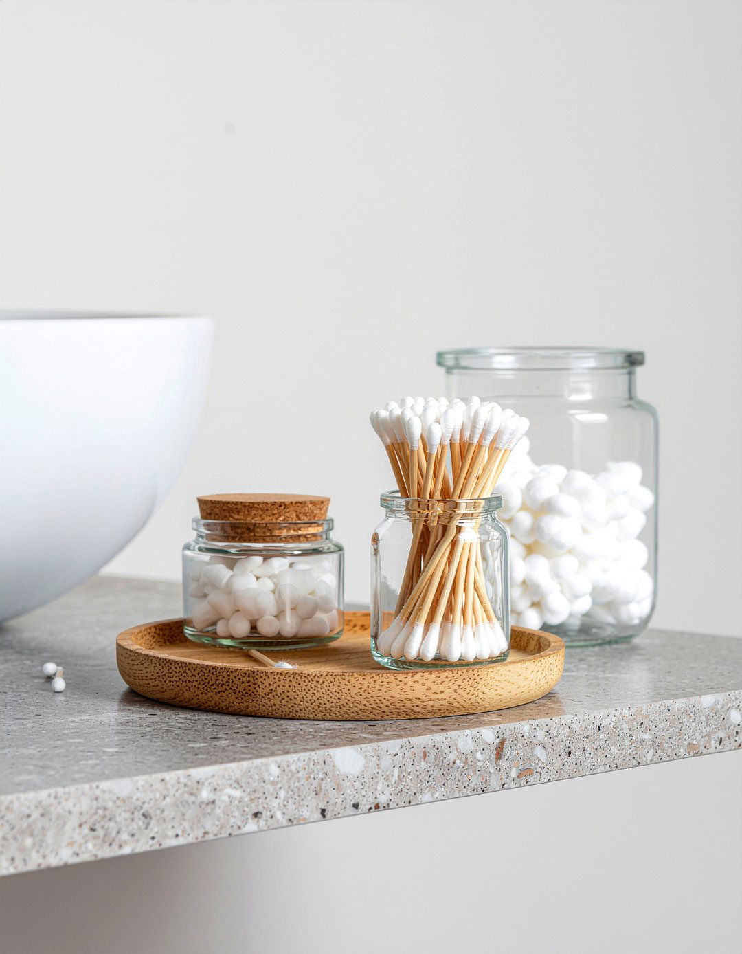 Glass apothecary jars - 30 bathroom countertop styling ideas