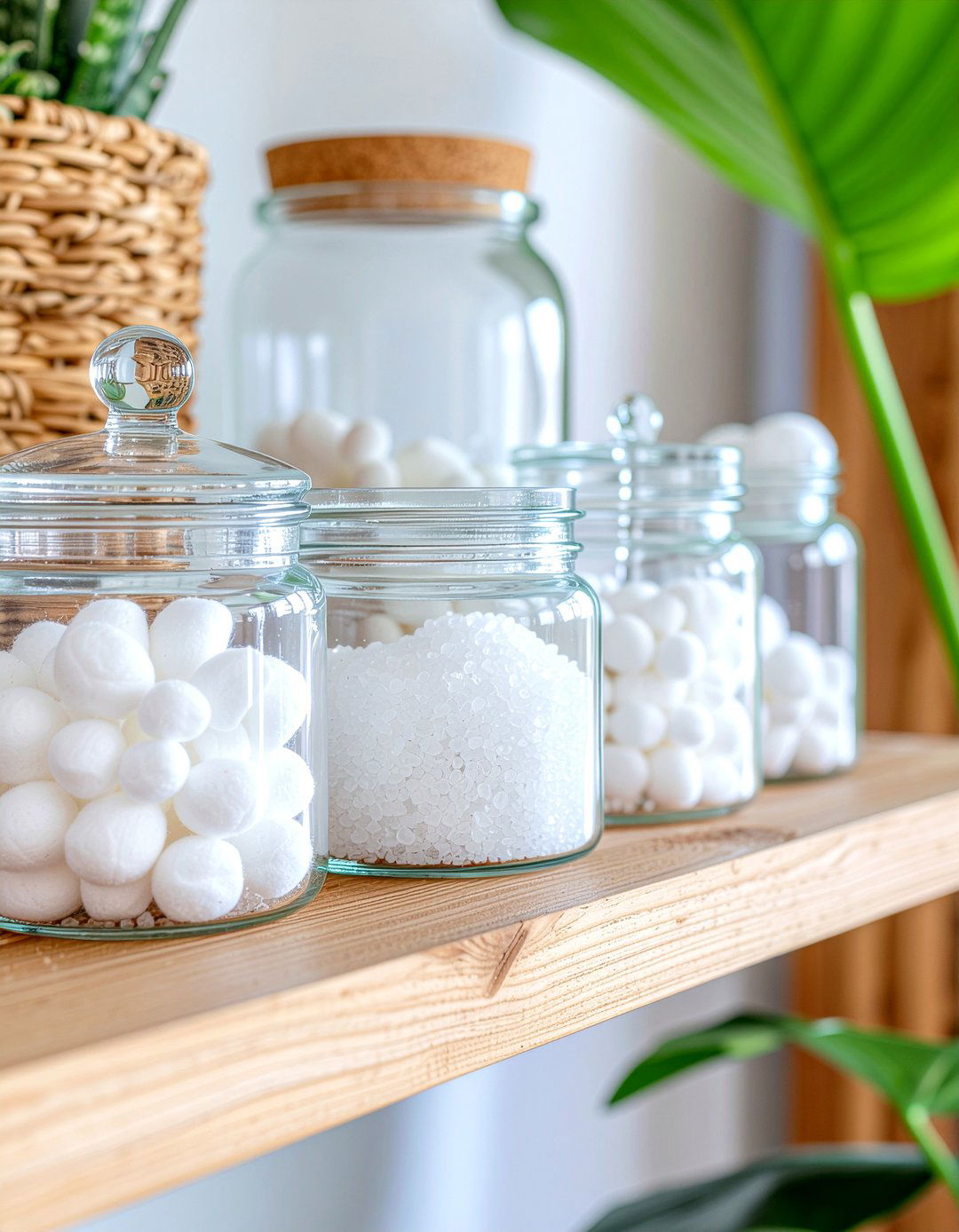 Glass apothecary jars - 30 bathroom optimization ideas