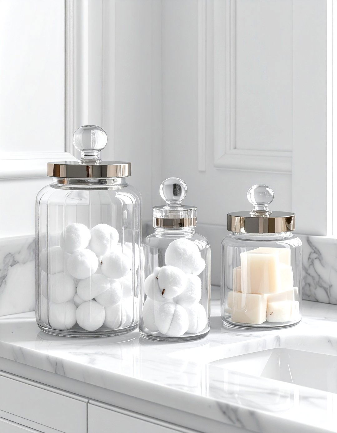 Glass apothecary jars bathroom - 30 budget bathroom ideas
