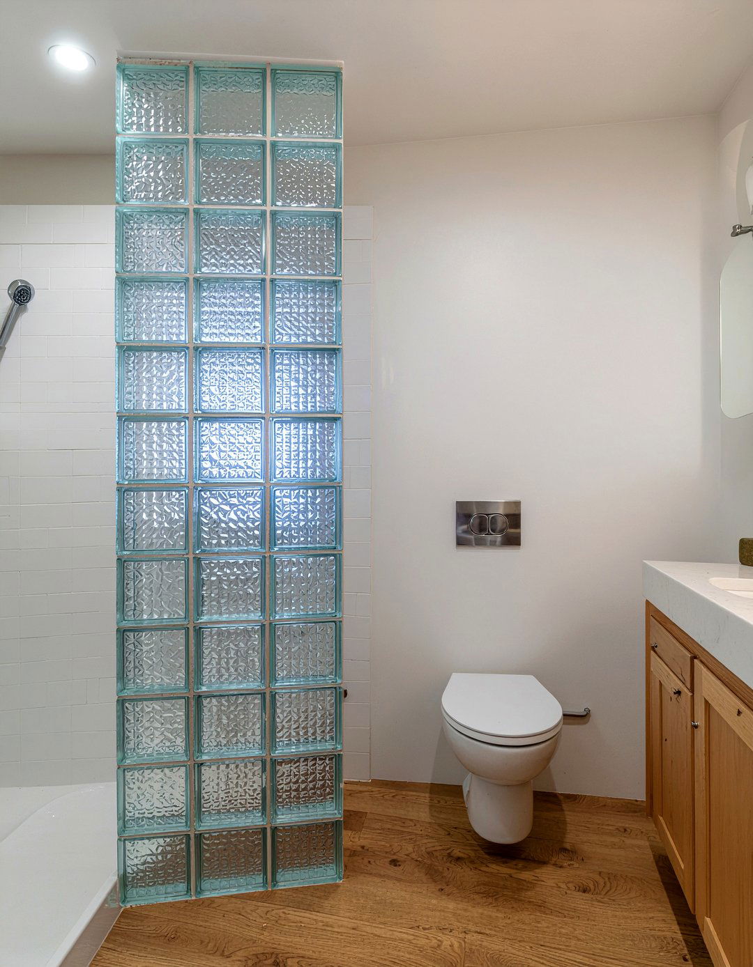 Glass block half wall - 30 bathroom half wall ideas
