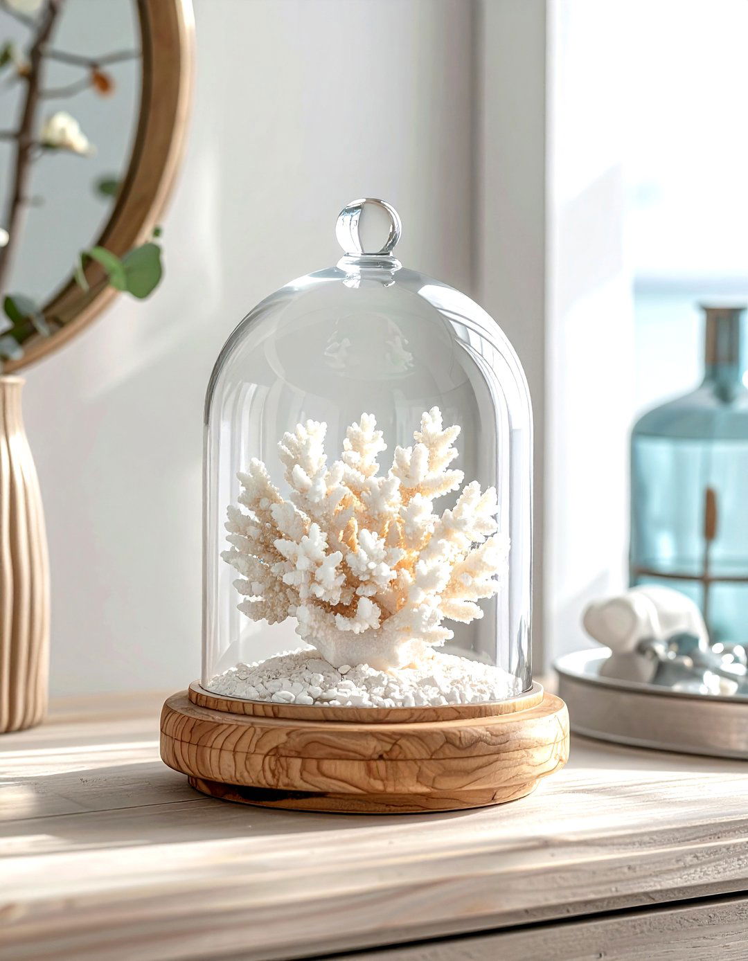 Glass cloche dresser display - 30 dresser vignette ideas