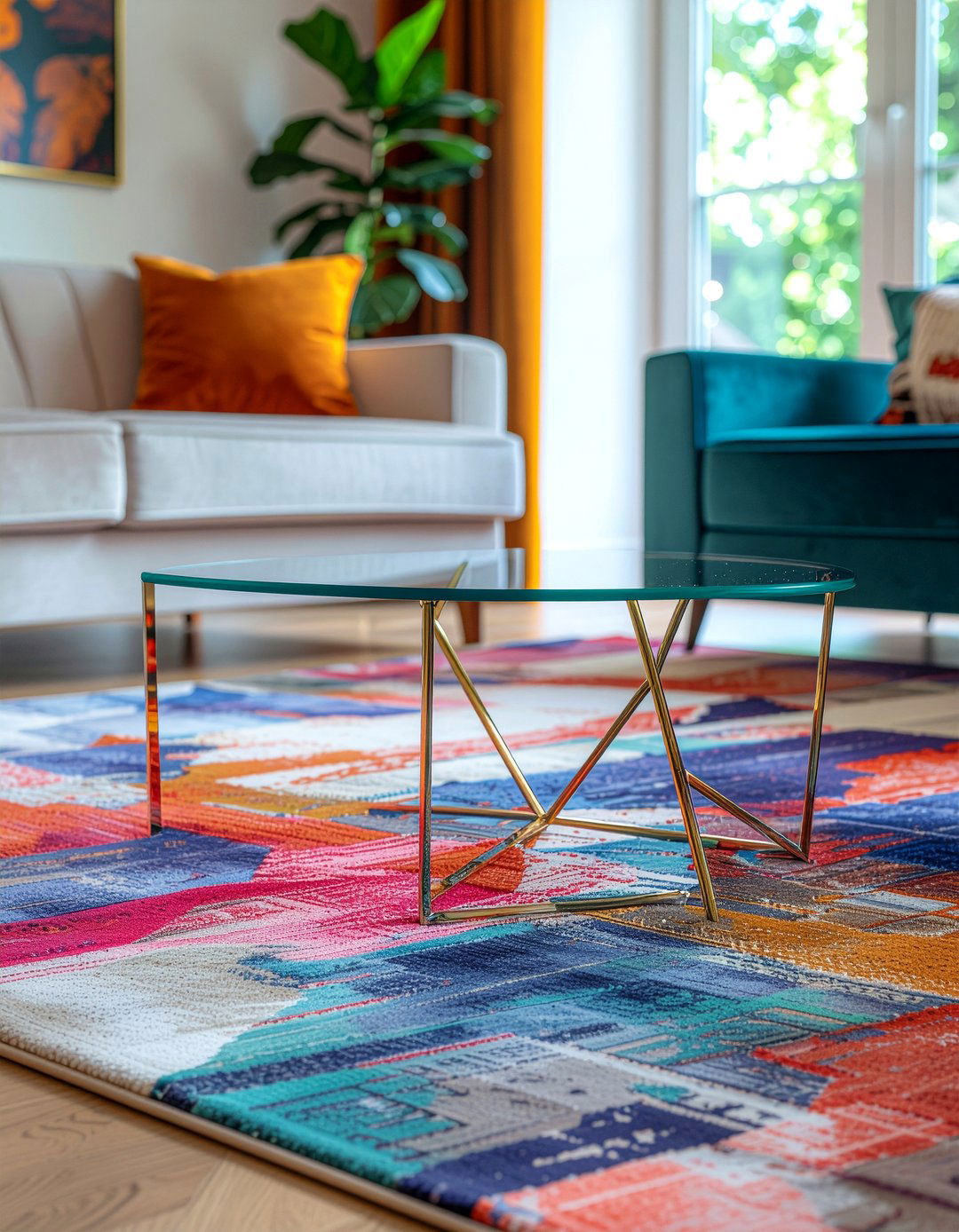 Glass coffee table - 30 mid-century glam living room ideas