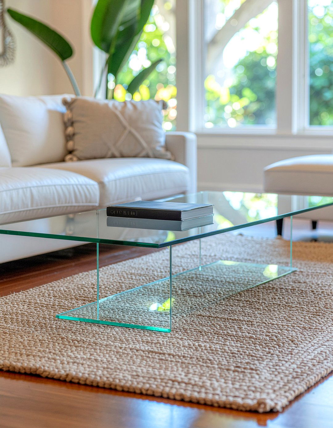 Glass coffee table - 30 minimalist living room ideas