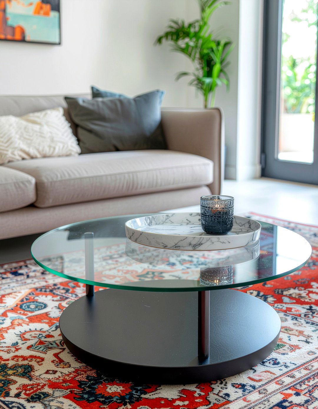 Glass coffee table - 30 small living room ideas