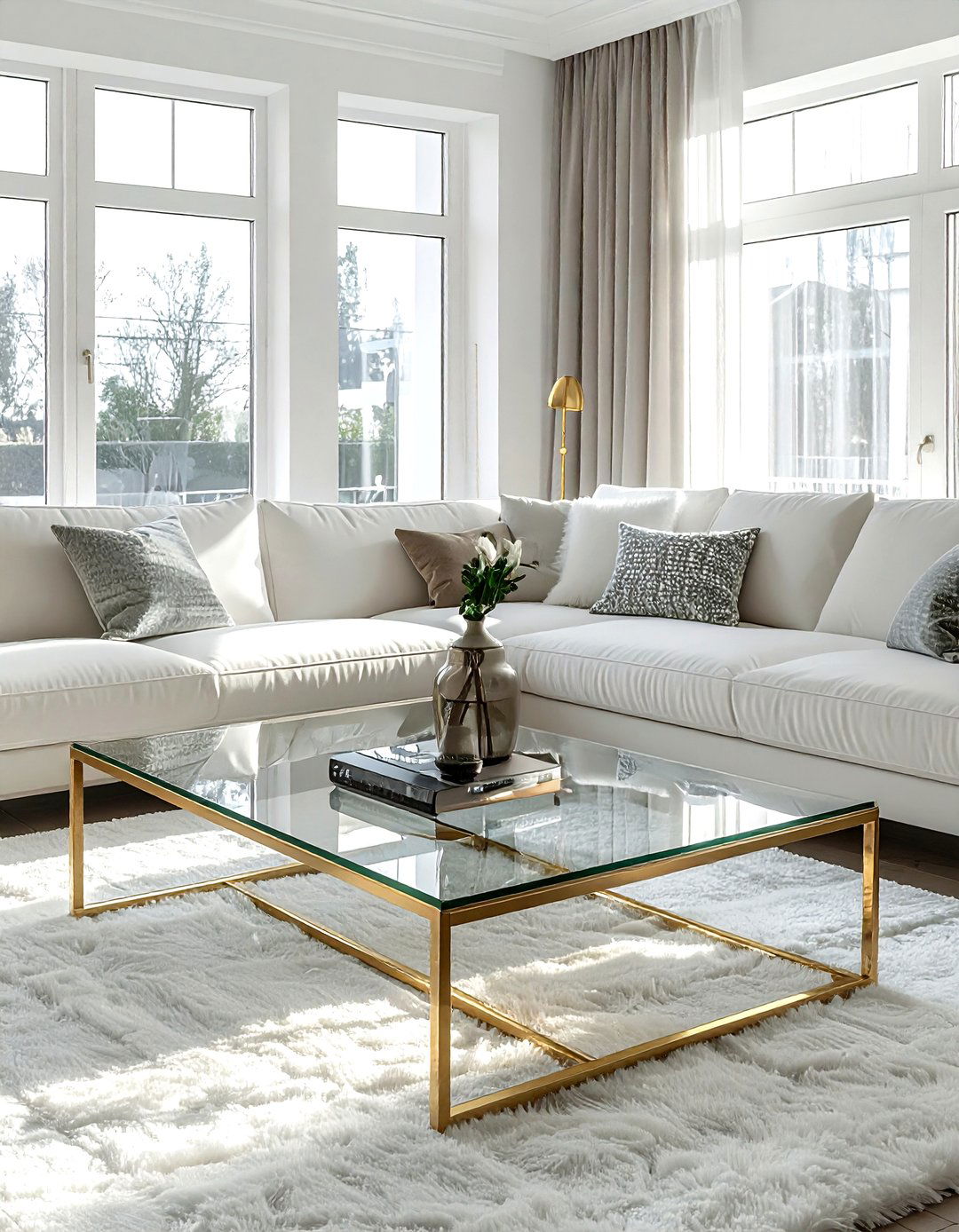 Glass coffee table living room - 30 airy living room ideas