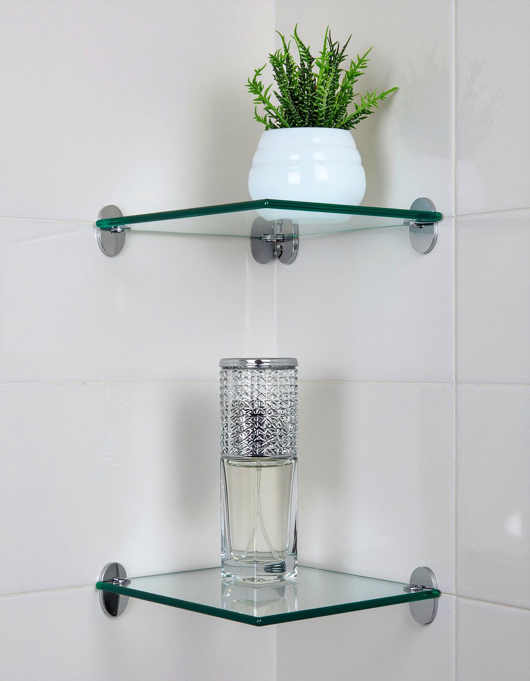 Glass corner shower shelving - 30 partial bathroom remodel ideas