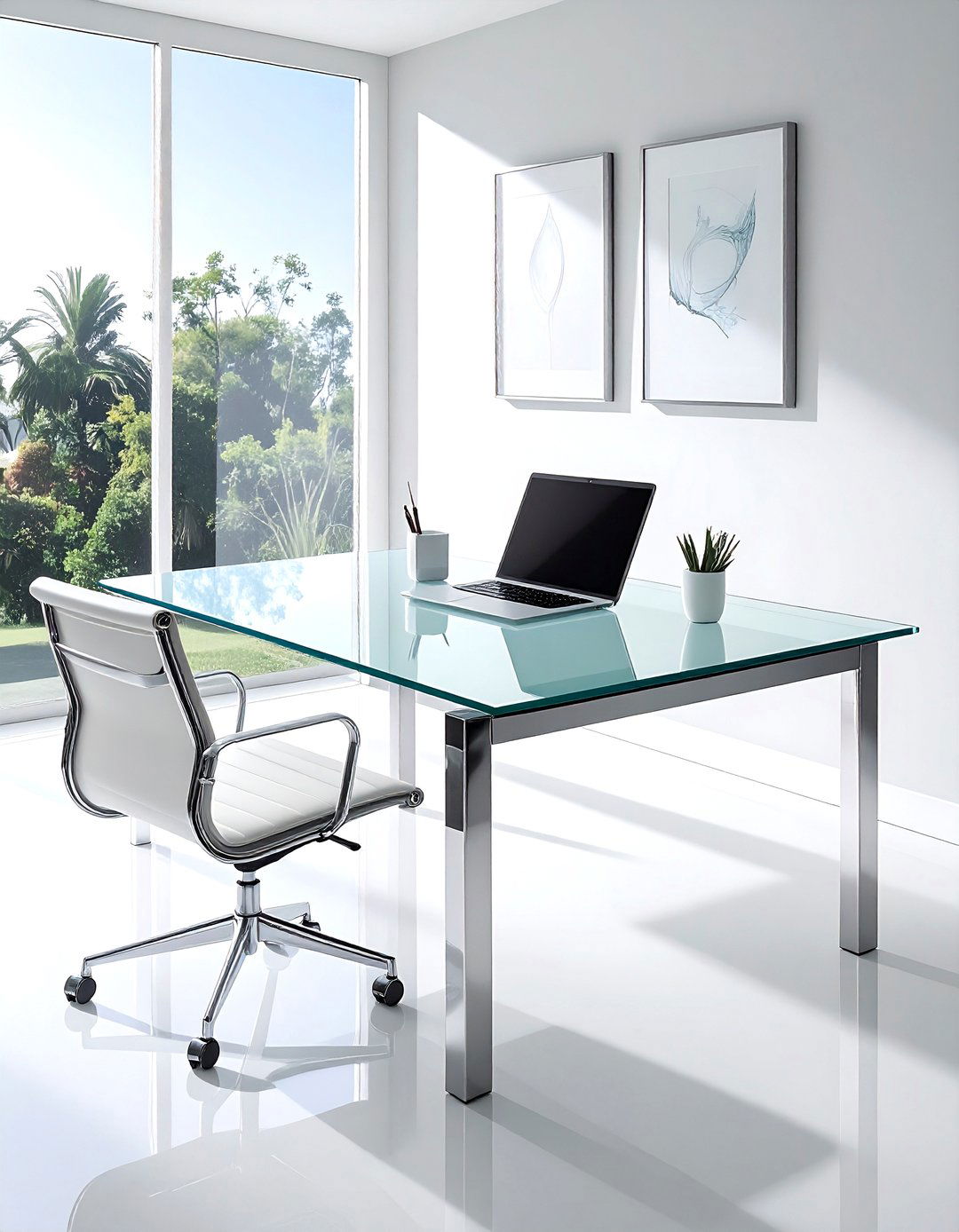 Glass desk top - 30 home office decor ideas