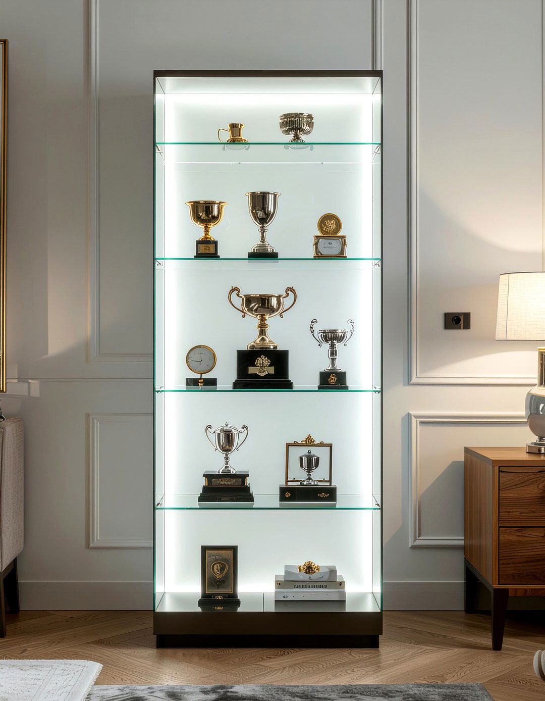 Glass display cabinet - 30 bedroom award display ideas