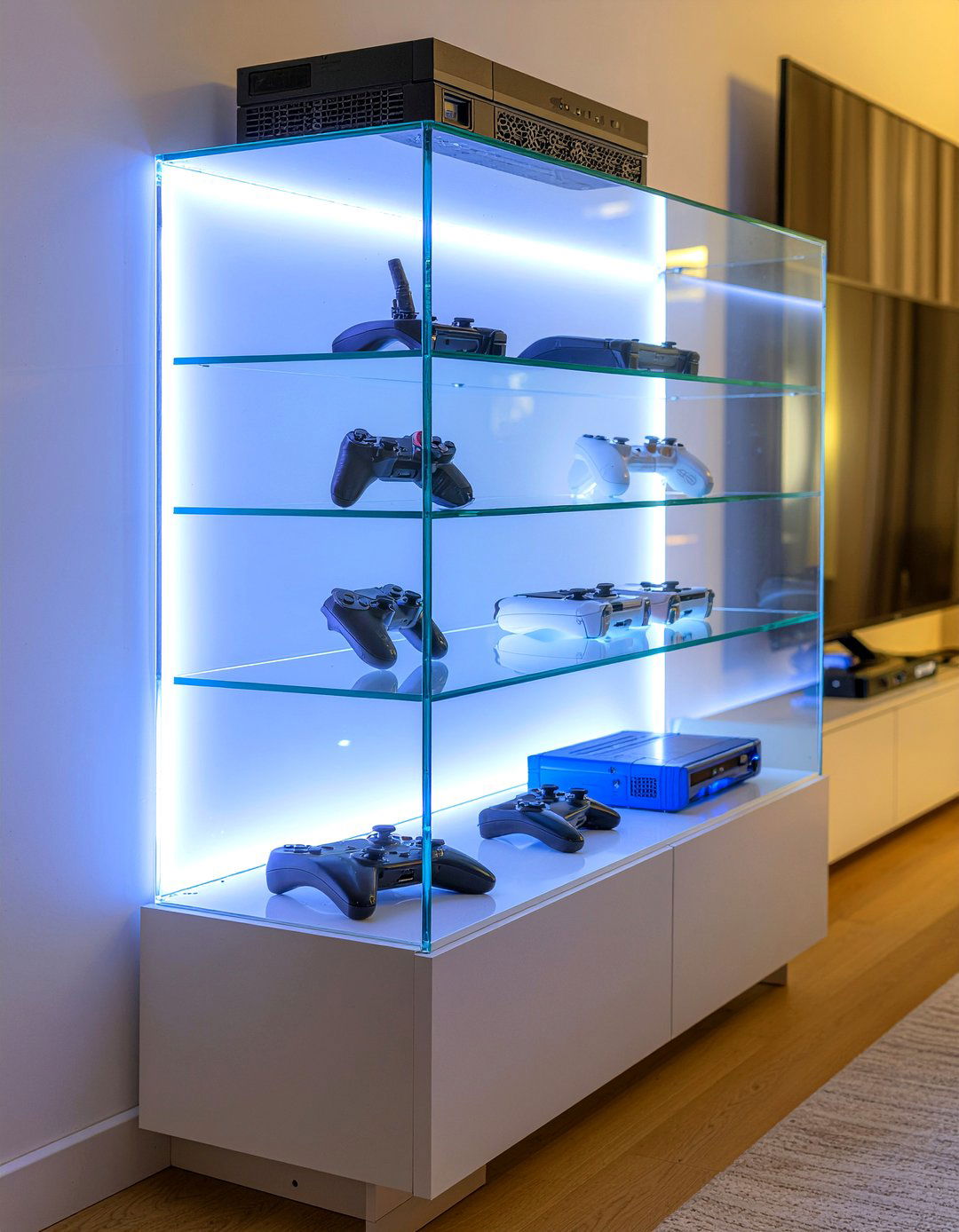 Glass display case - 30 video game living room ideas