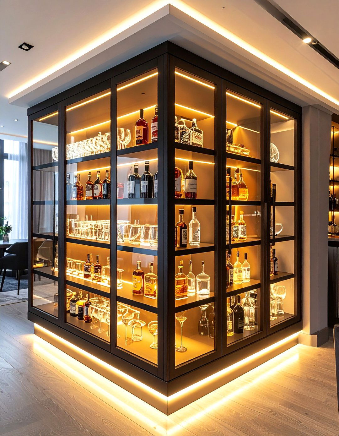 Glass door bar cabinet - 30 dining room bar cabinet ideas