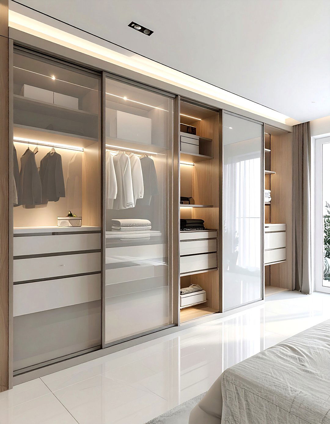 Glass door bedroom closet - 30 bright bedroom ideas