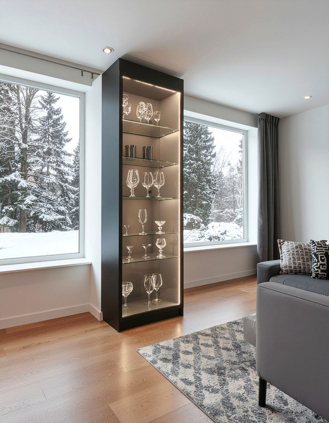 Glass door display cabinet - 30 living room storage unit ideas